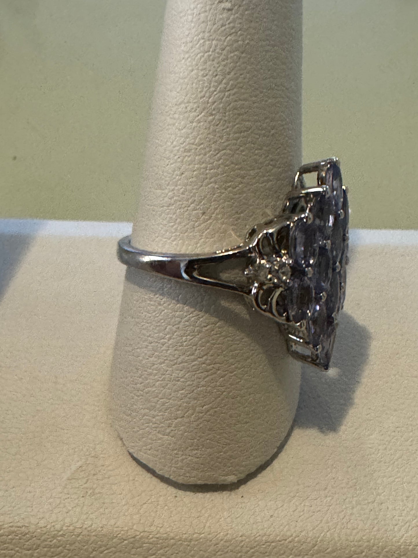 Sterling Silver Tanzanite Cluster Ring