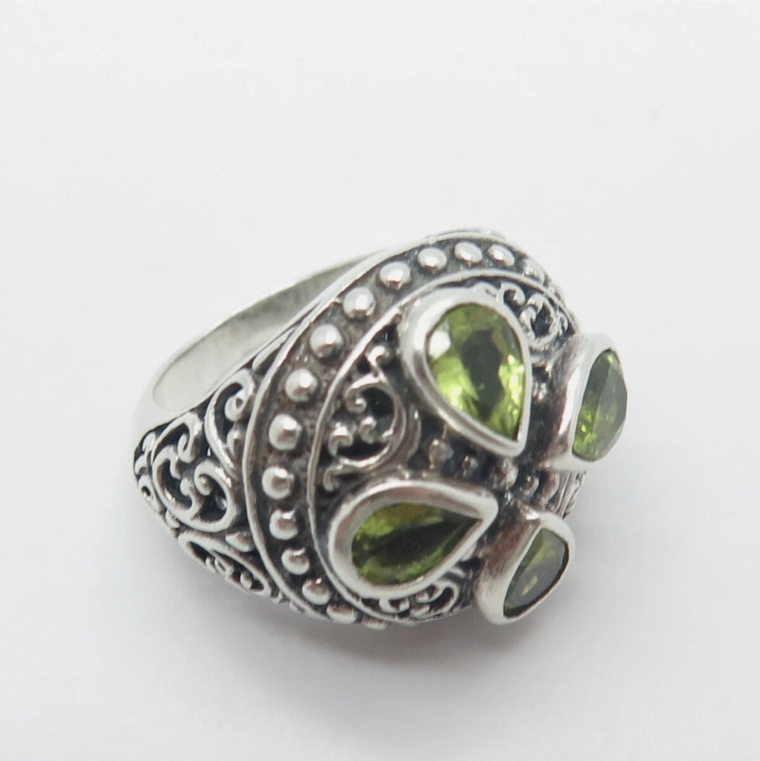 Sterling Silver Peridot Oxidized 2.80CTW PS.