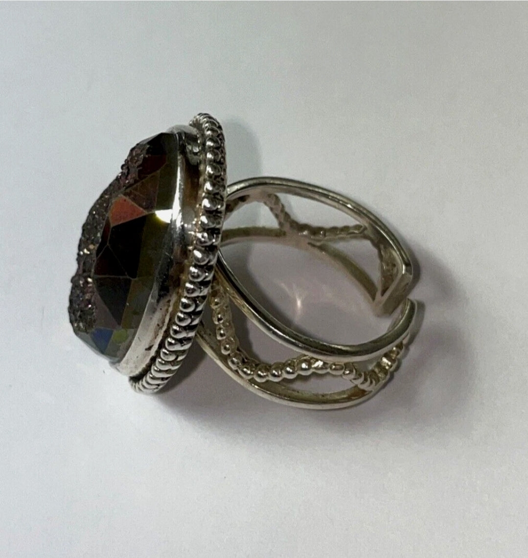Colleen Lopez Sterling Silver 925 Purple Druzy Mystic Ring