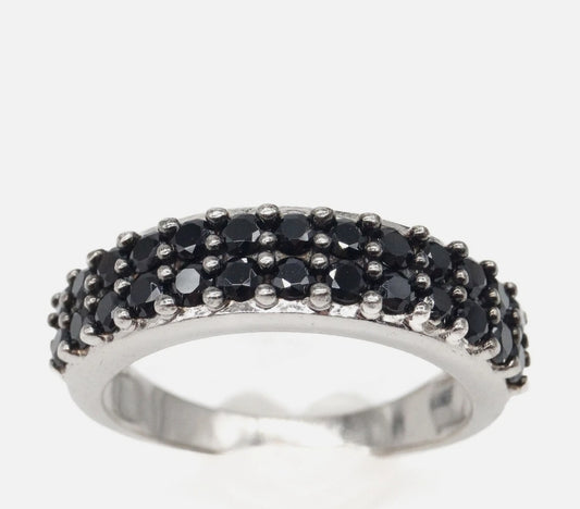 Black Spinel Eternity Band Ring in Sterling Silver