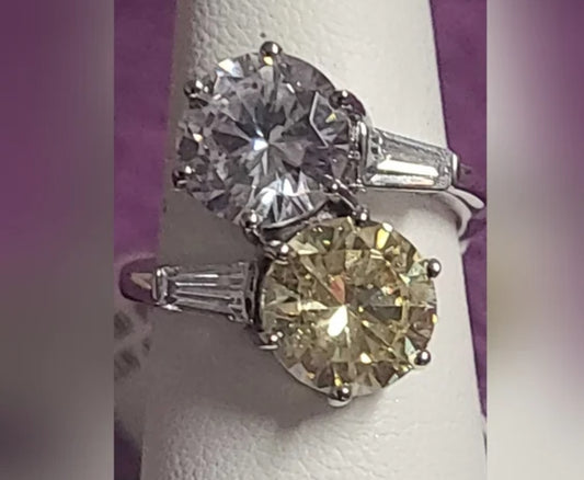 Bella Luce Yellow & White Diamond Simulant Rhodium Over Sterling Silver Ring