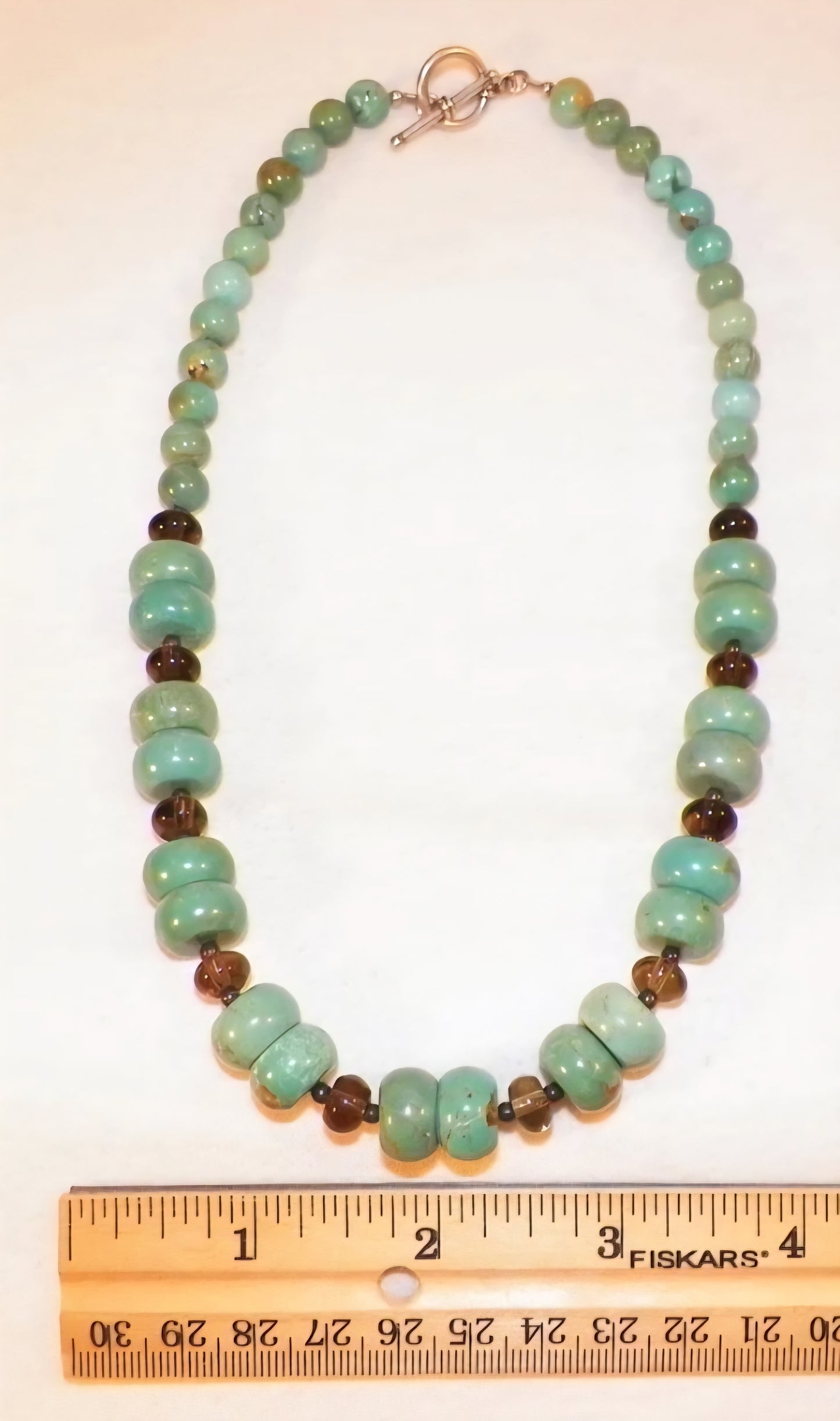 Vintage 925 Sterling Silver Turquoise And Smokey Topaz Necklace, 60 grams