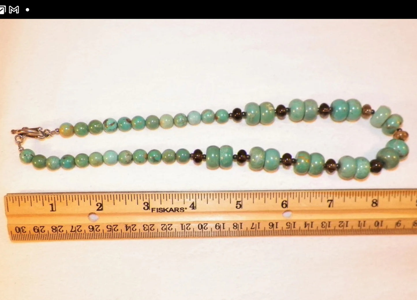 Vintage 925 Sterling Silver Turquoise And Smokey Topaz Necklace, 60 grams