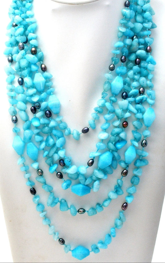 Multi Strand Blue Caribbean Quartz nugget Gemstone