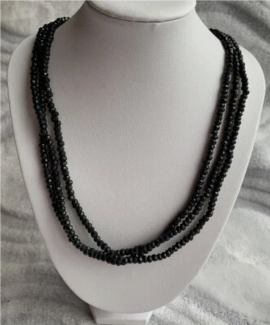 HSN KJC Sterling Silver 925 Faceted Natural Hematite Necklace