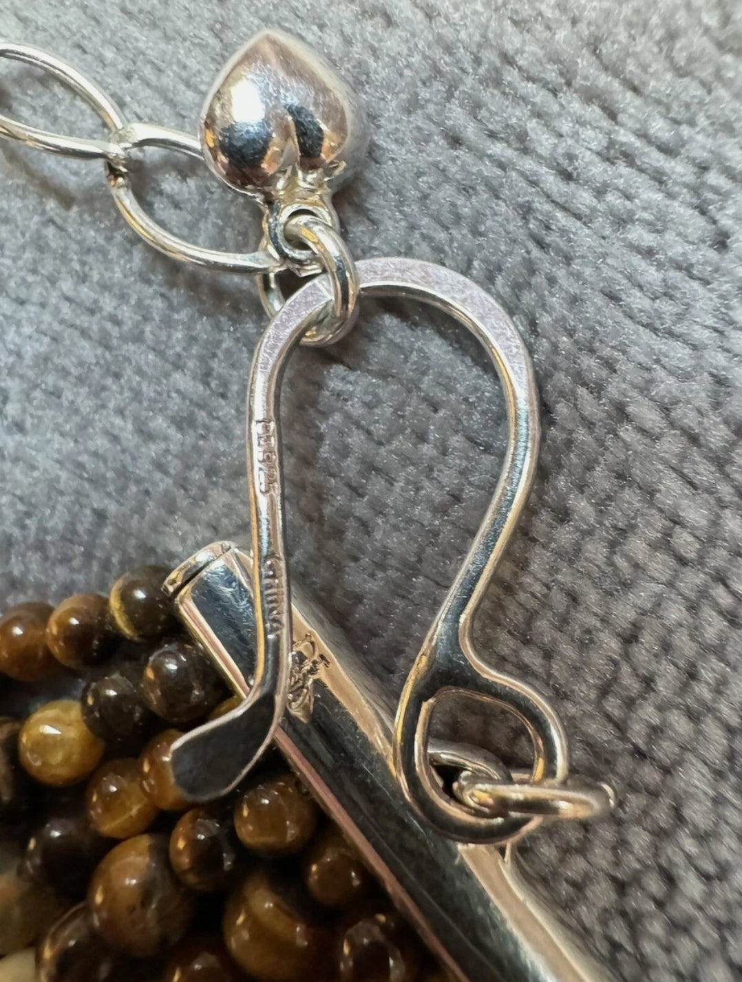JAY KING DTR Sterling/Tiger Eye/Yellow Opal Bead Necklace-10 Strand