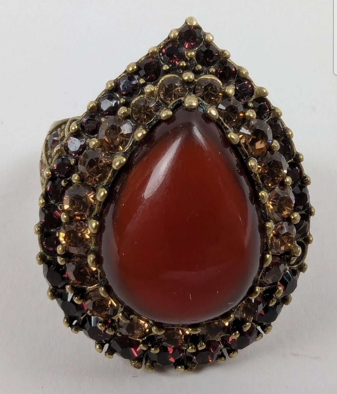 Heidi Daus Teardrop Carnelian Garnet Colored Rhinestone