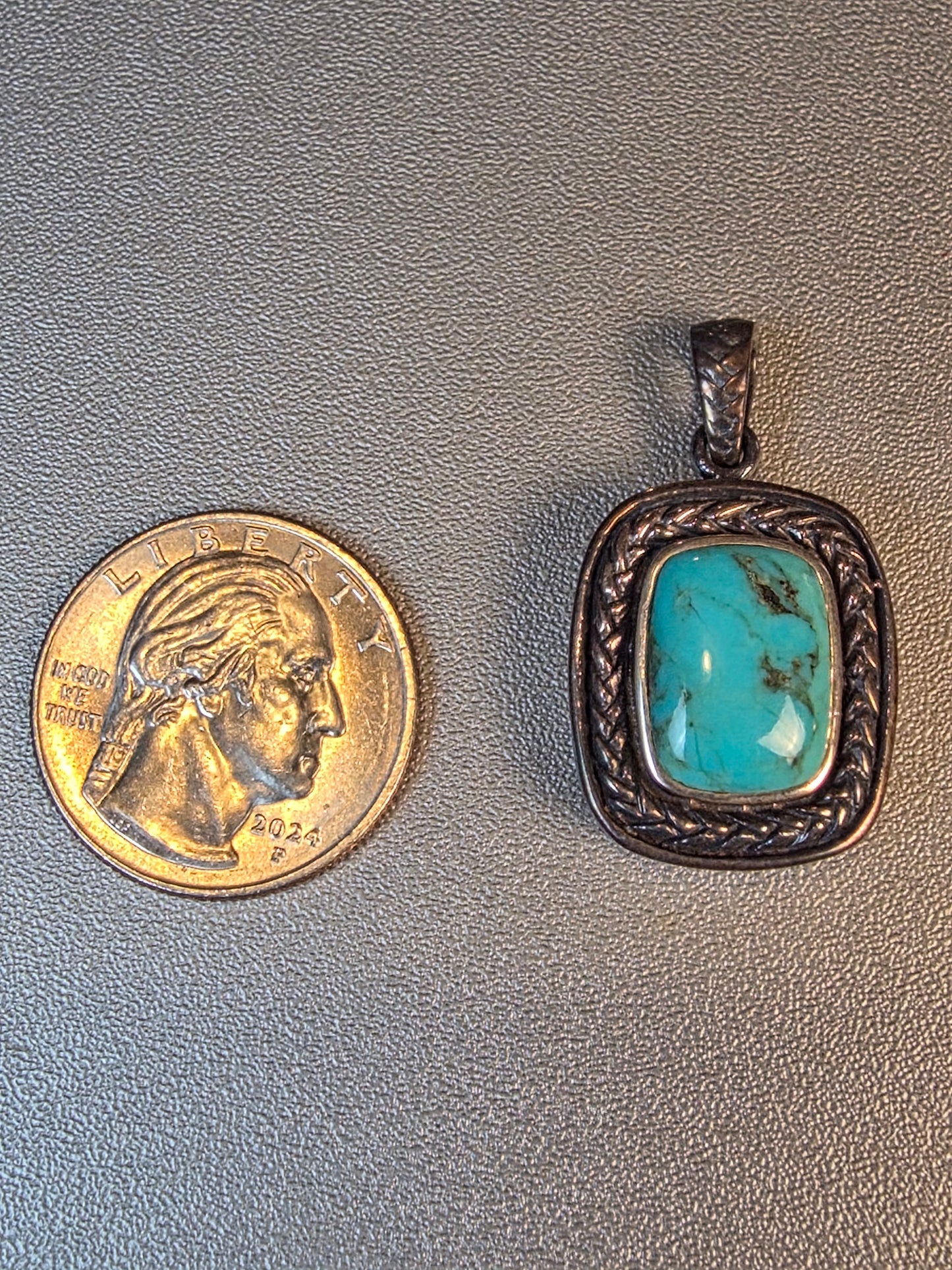 Sterling Silver 925 Turquoise Rope Pendant