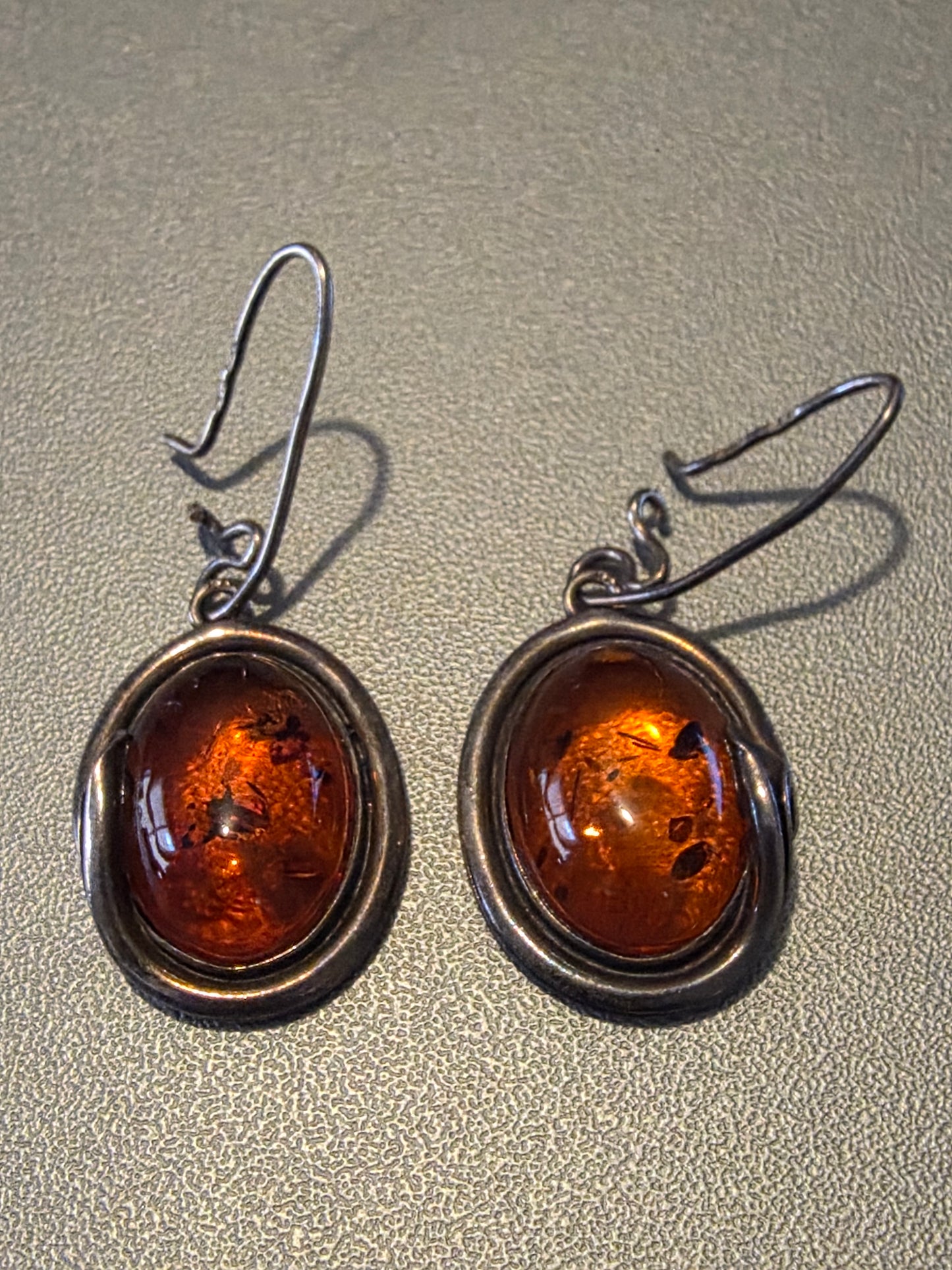 Vintage Natural Baltic Amber 925 Sterling Silver Pierced Earrings