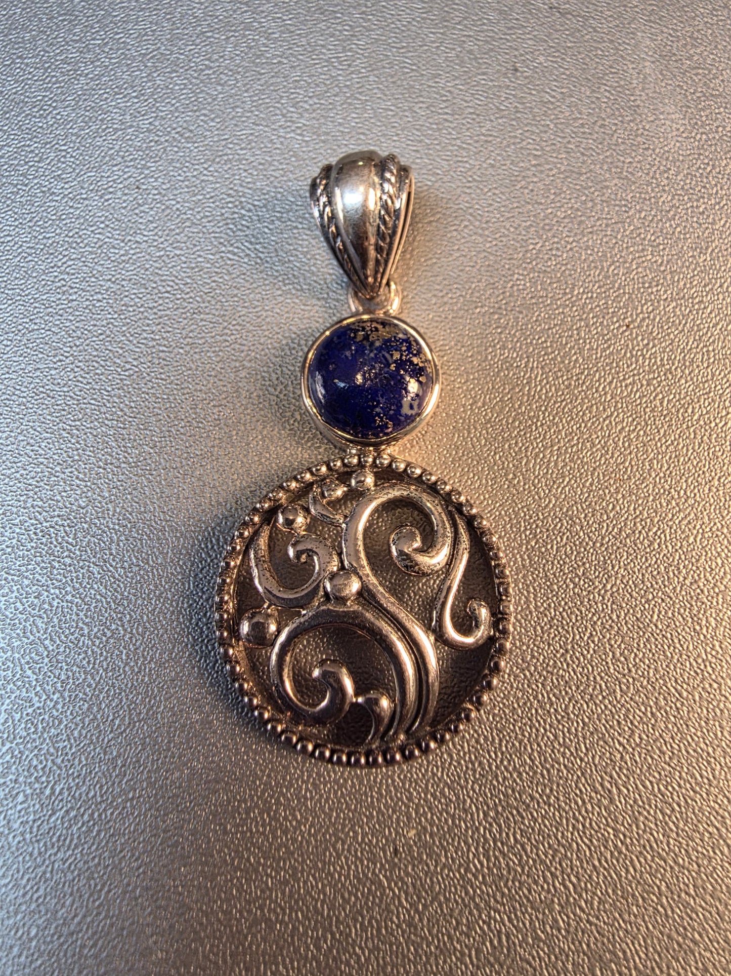 Sterling Silver Dark Blue Lapis Lazuli Pendant