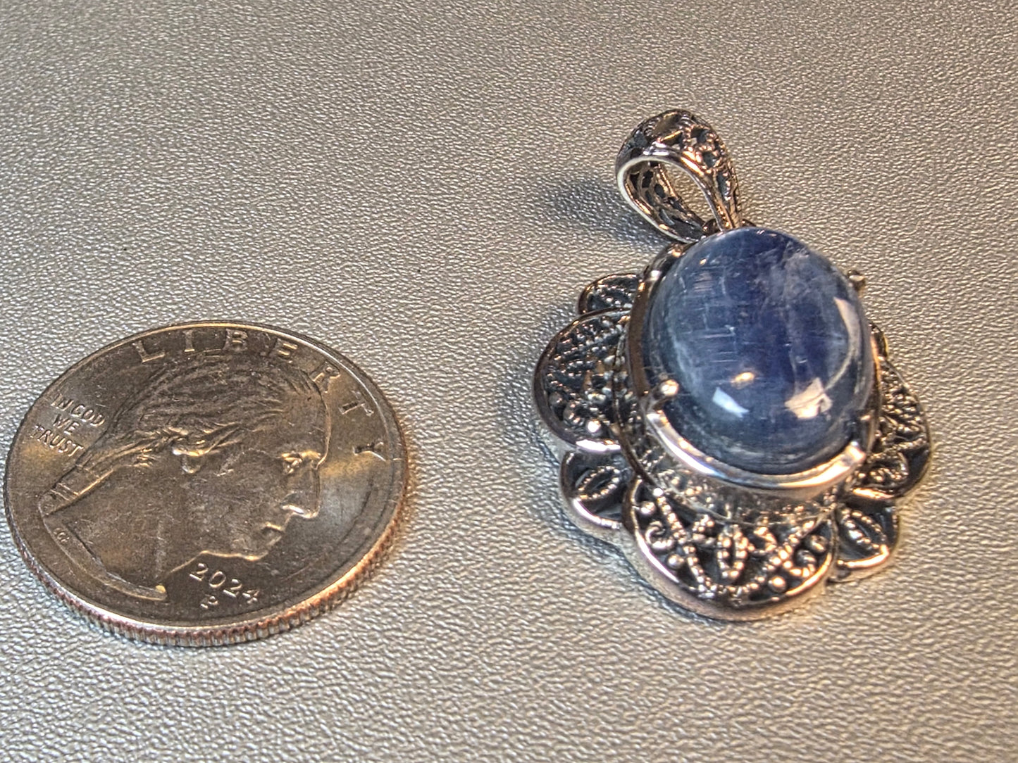 Blue Kyanite Pendant in Sterling Silver