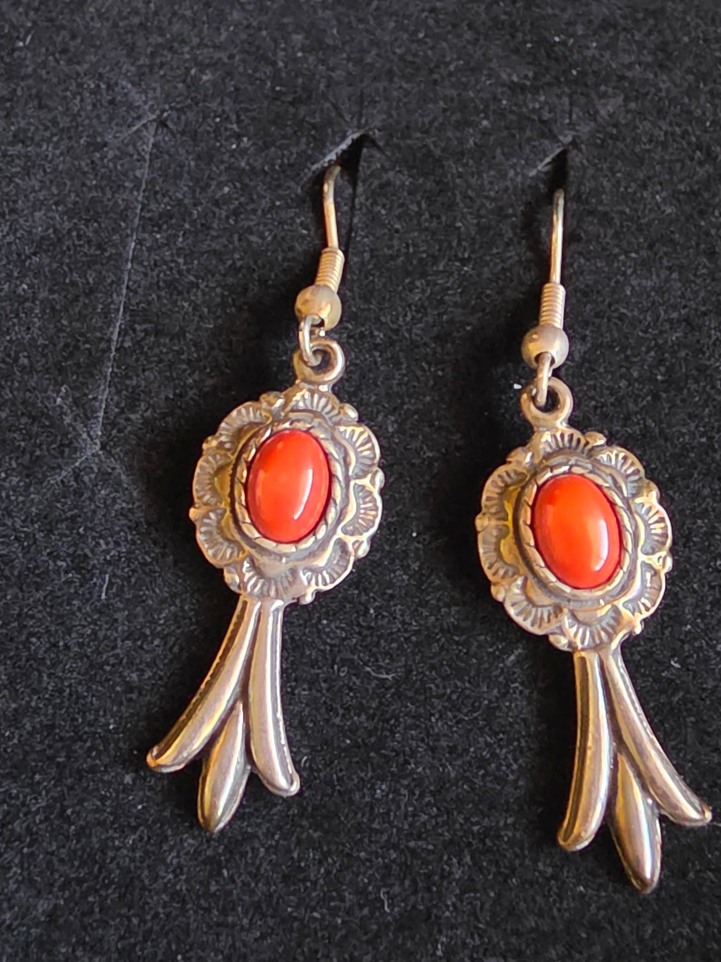 Southwest Sterling Silver Turquoise Earrings w Steel Wires 5 grams.