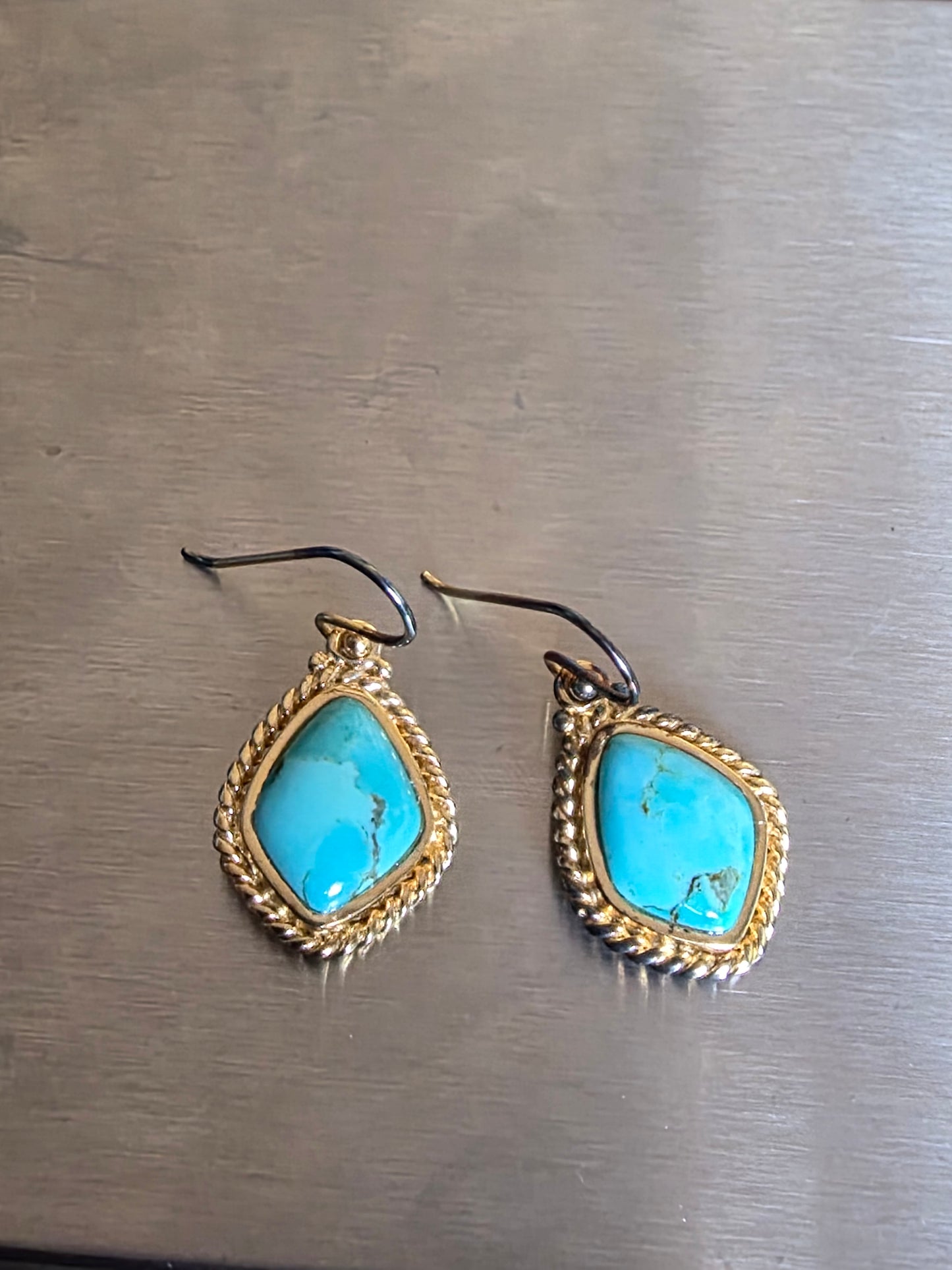 Sterling Silver Turquoise Vintage Earrings Gold Plated 925