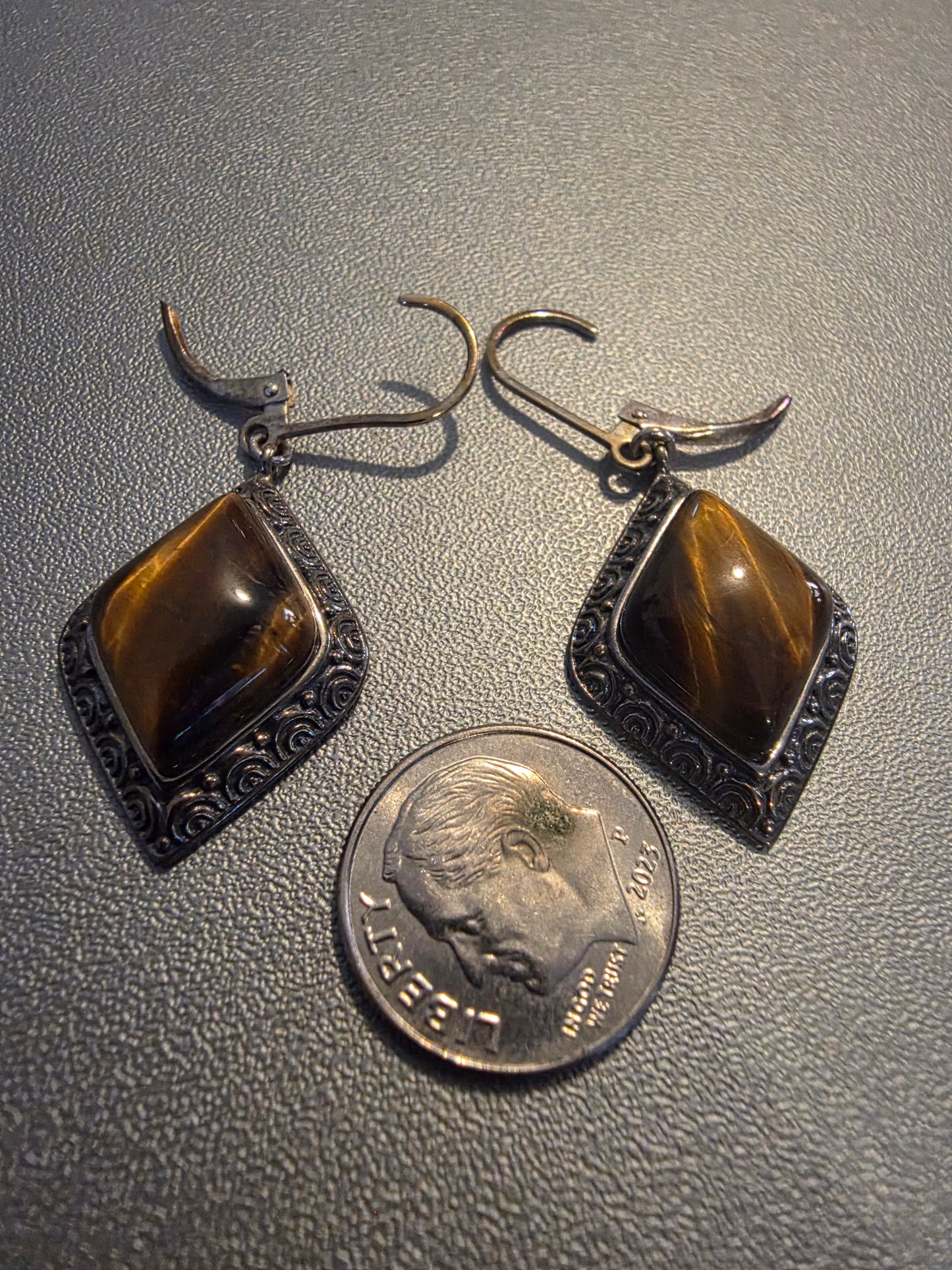 Vintage Eagle Eye 925 Silver Dangle Earrings