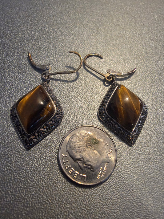 Vintage Eagle Eye 925 Silver Dangle Earrings