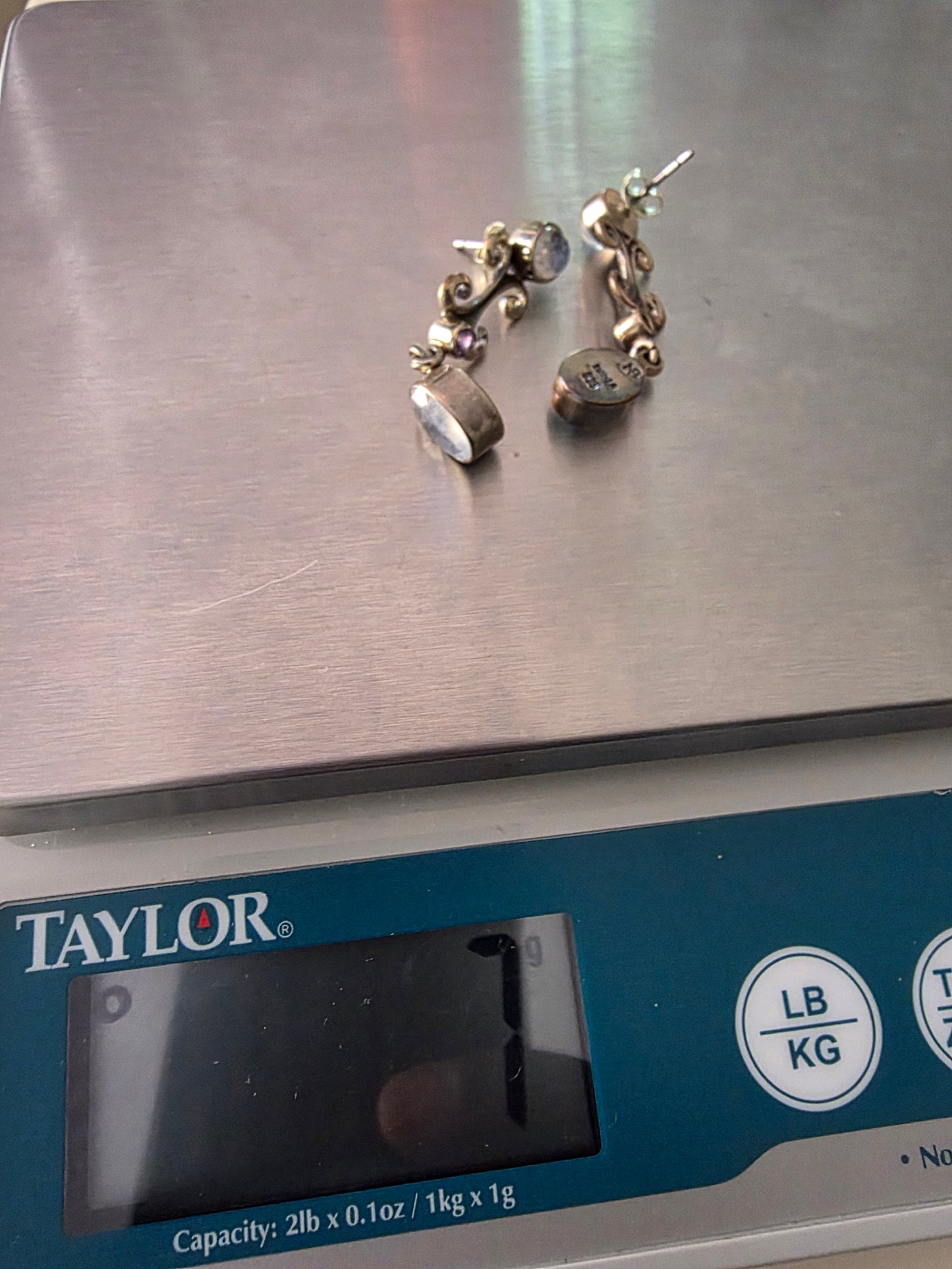 VIntage 925 Sterling Silver Earrings Moon stones/ametyst by NB nicky butler