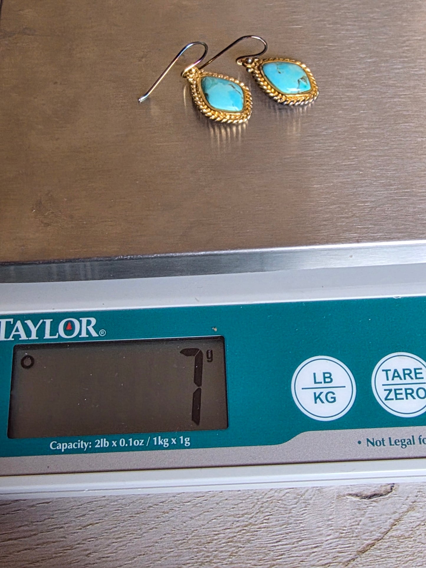 Sterling Silver Turquoise Vintage Earrings Gold Plated 925