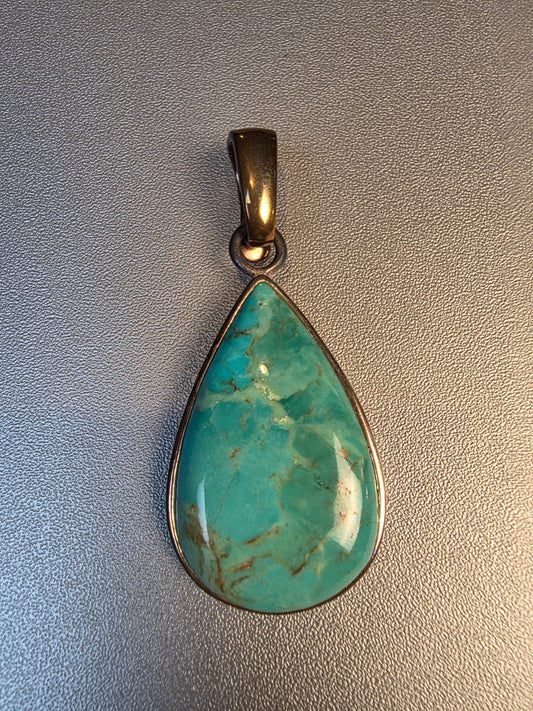 Persian Turquoise Solid 925 Sterling Silver High Quality Gemstone Pendant