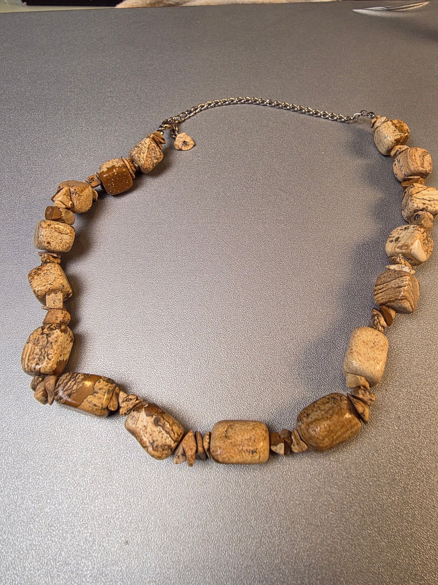 Natural Jasper Necklace Single Strand Faceted Beads