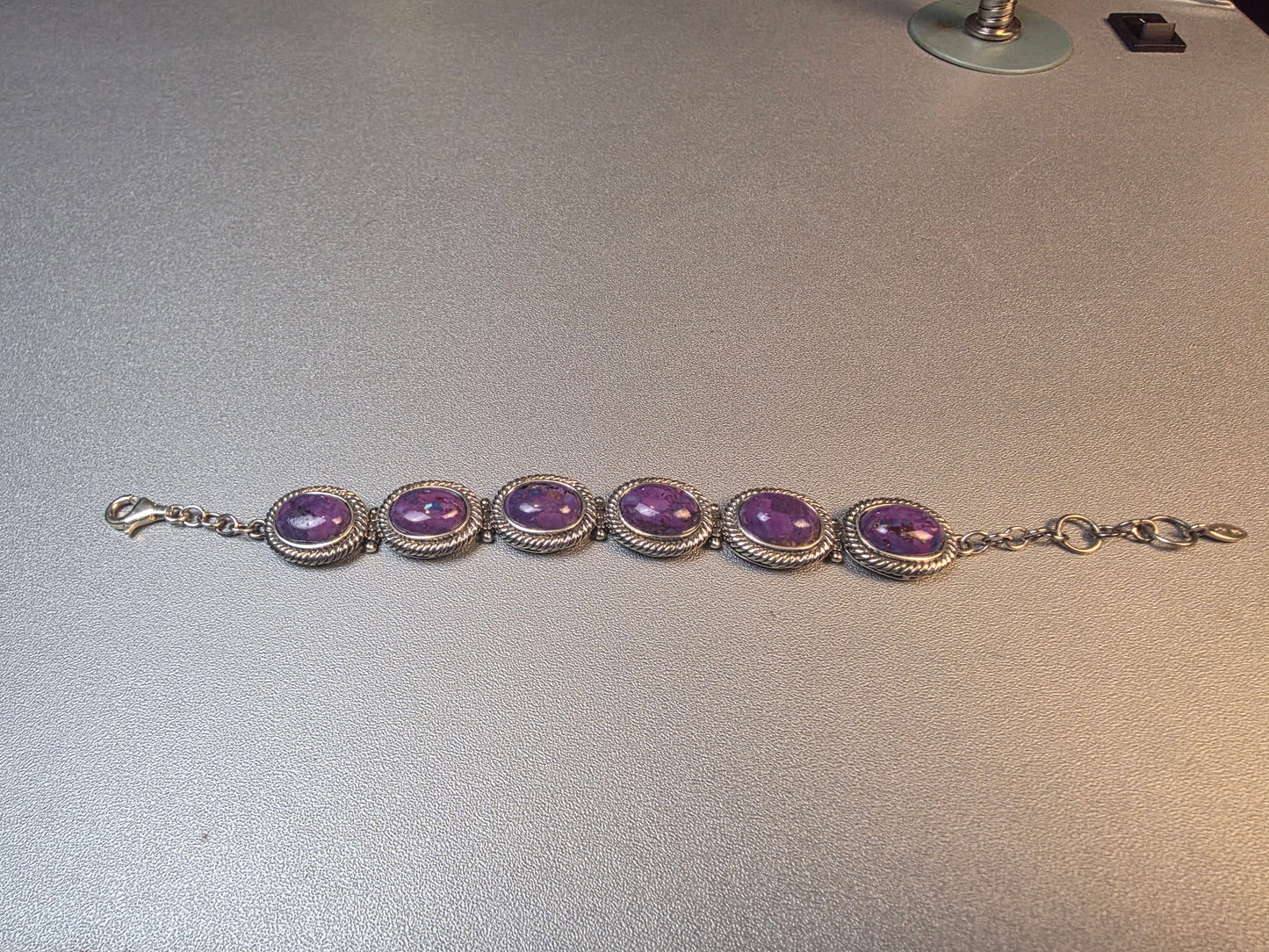 Purple Copper Turquoise Bracelet, 925 Sterling Silver Handmade Bracelet