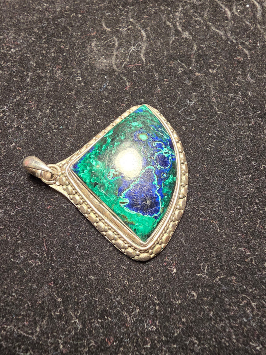 Beautiful Vintage Antique Decorative Skillfully Crafted Middle Eastern Origin Sterling Silver Eliat Gemstone Pendant
