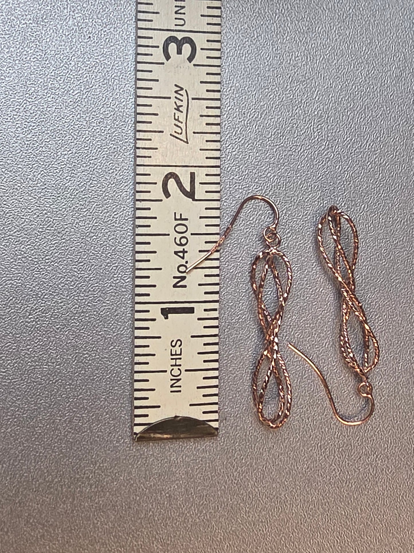 14k Gold twisted infinity dangle earrings