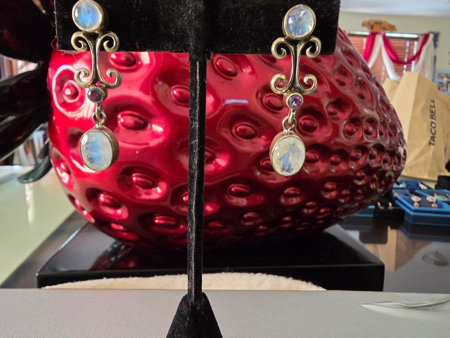 VIntage 925 Sterling Silver Earrings Moon stones/ametyst by NB nicky butler