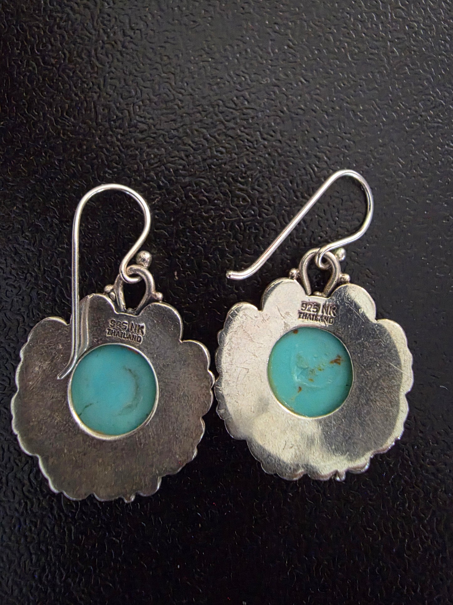 Turquoise Round Shape Dangle Earrings - Turquoise Sterling Silver Drop Earrings
