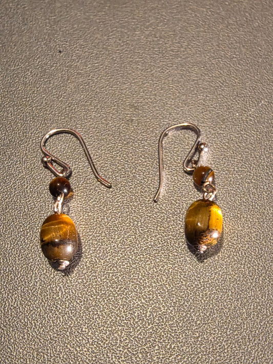Tiger Eye Earrings Natural Stone