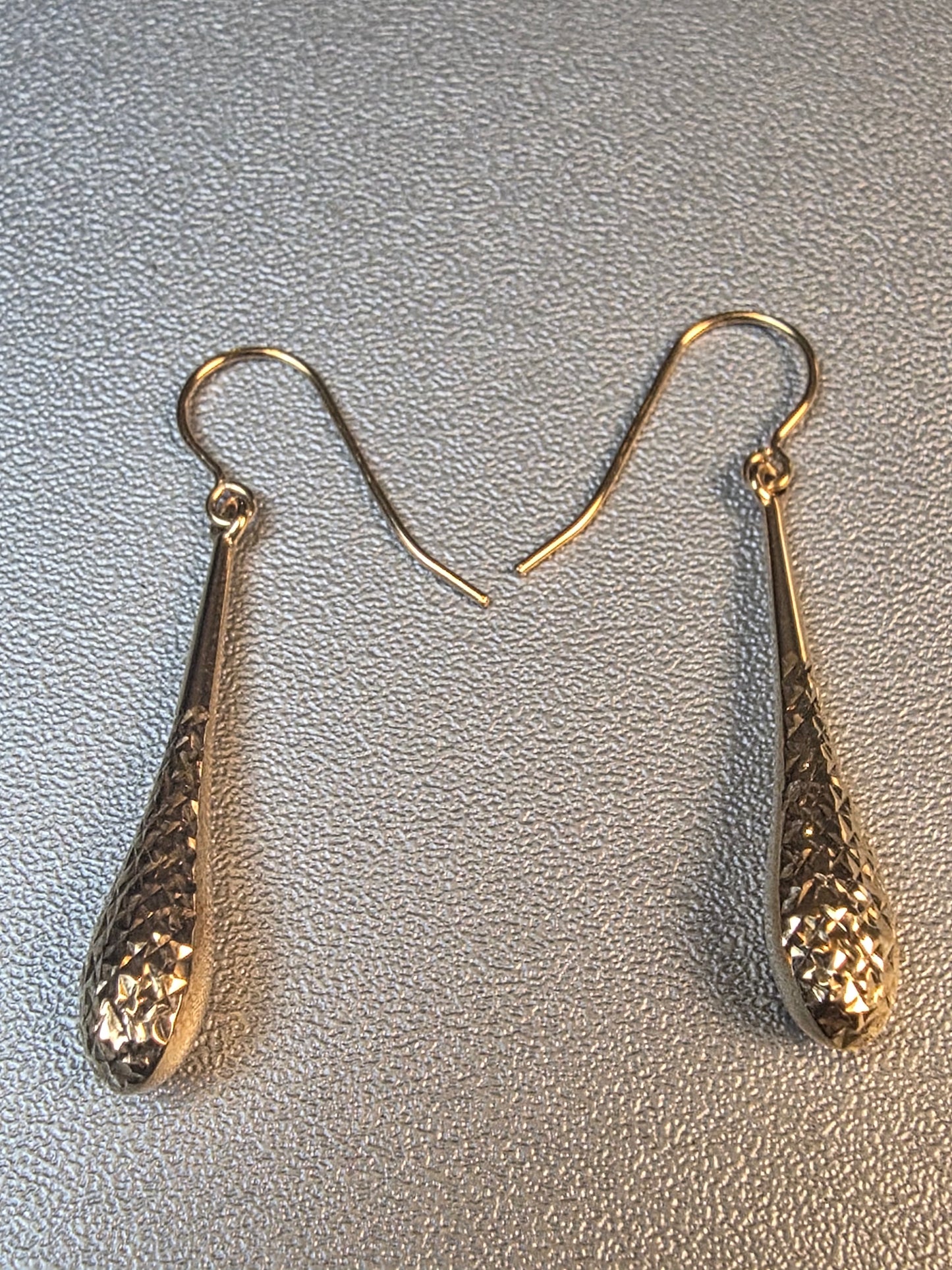 Turkish 10k yellow gold diamond cut teardrop earrings