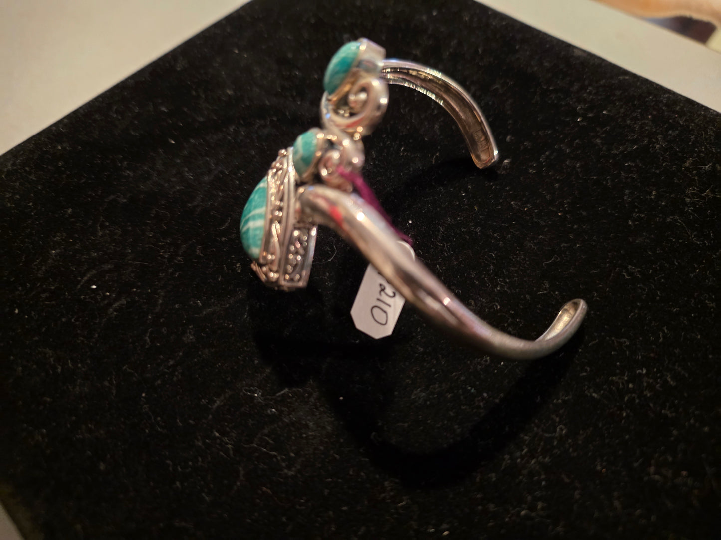 Sterling Silver Cuff Chunky Bracelet Amazonite Thailand NK 925 SHIPS FREE 6.5