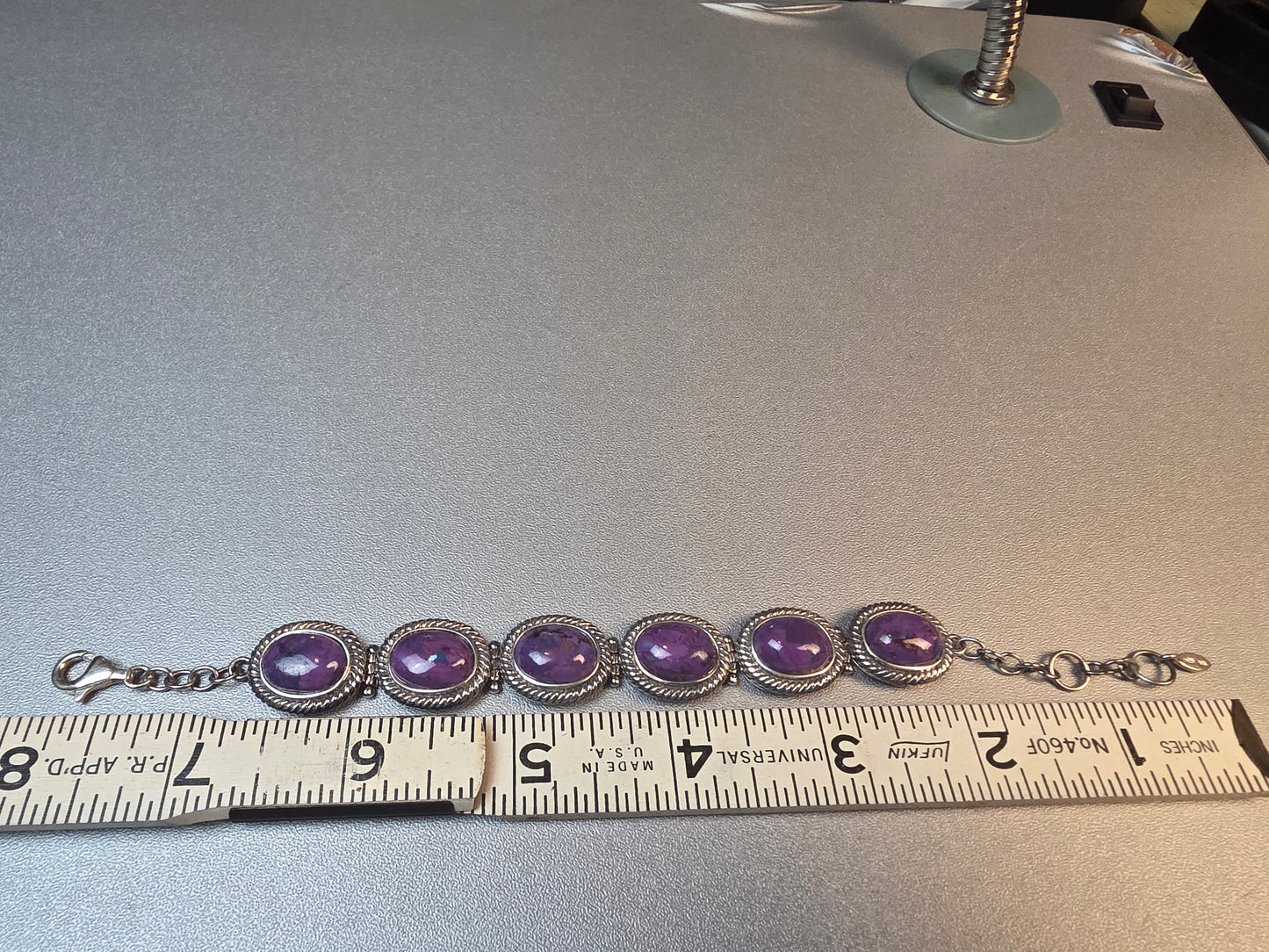 Purple Copper Turquoise Bracelet, 925 Sterling Silver Handmade Bracelet