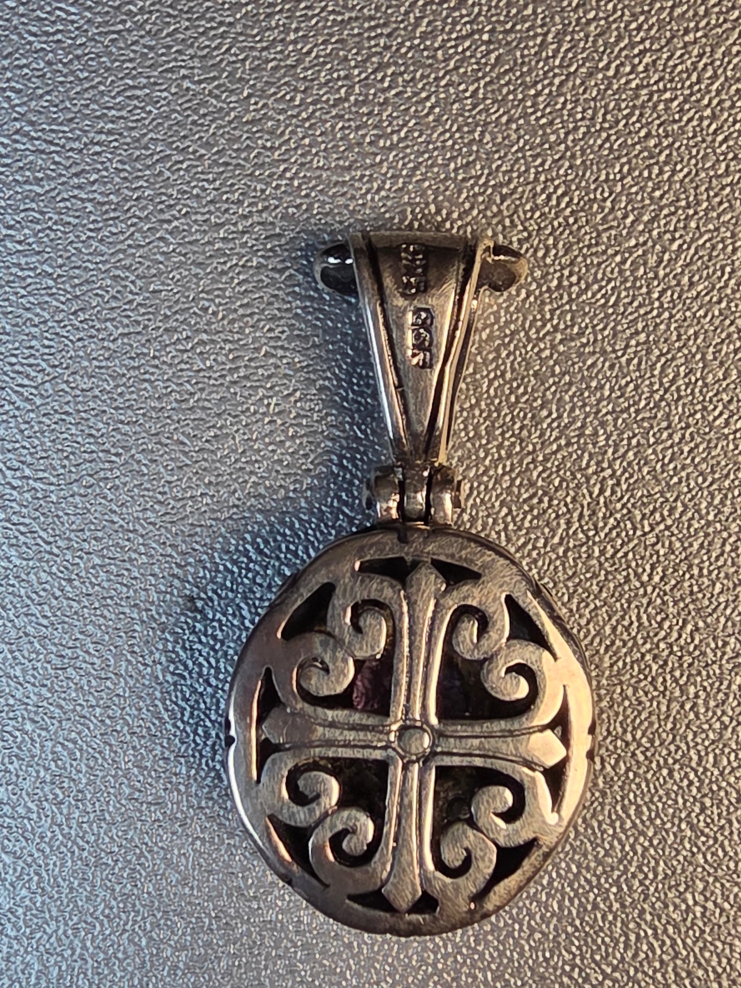 Sterling Amethyst Pendant Stamped SGF, Great Quality With Intricate Silverwork