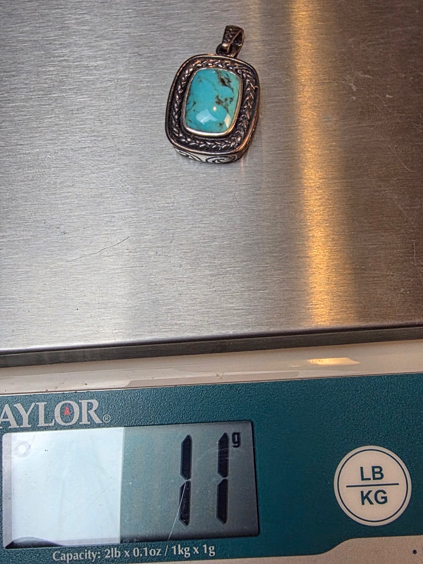 Sterling Silver 925 Turquoise Rope Pendant