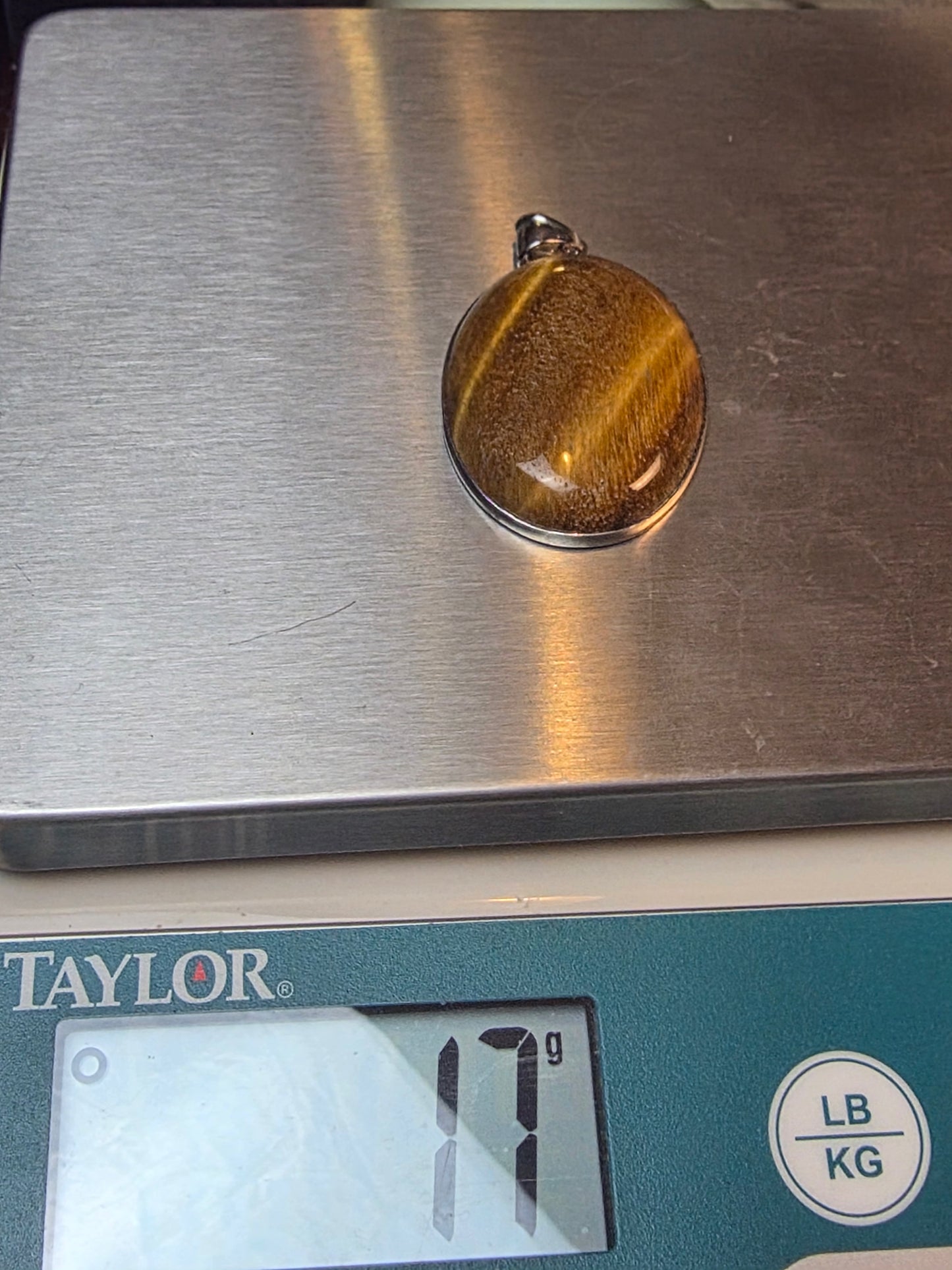 Sterling Silver 925 Oval Tiger Eye Pendant