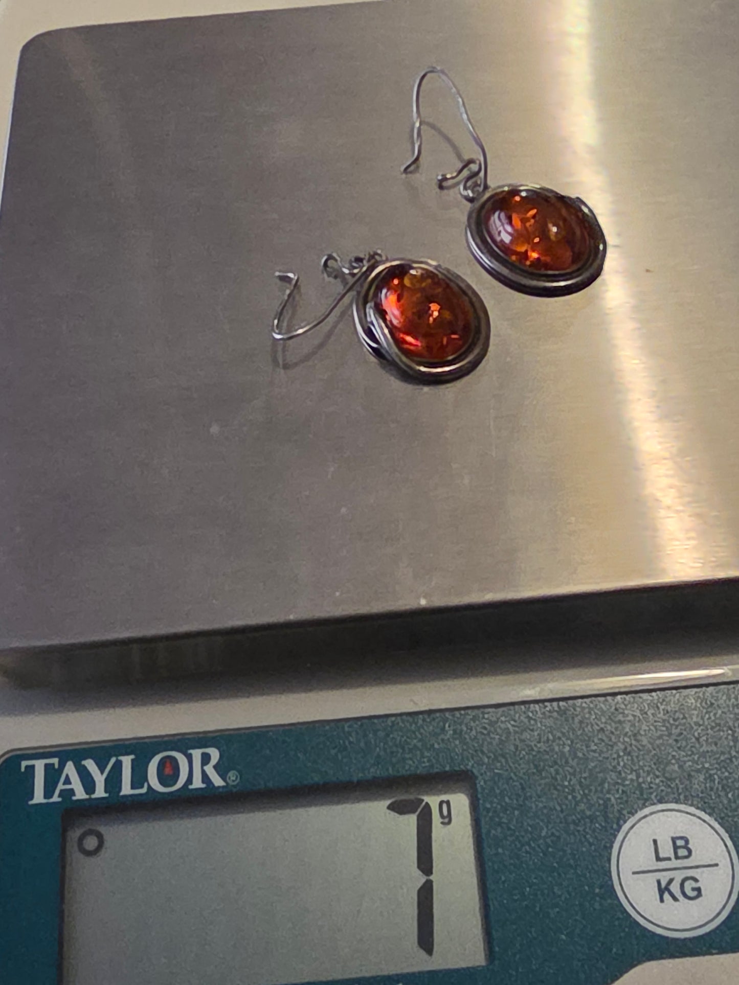 Vintage Natural Baltic Amber 925 Sterling Silver Pierced Earrings