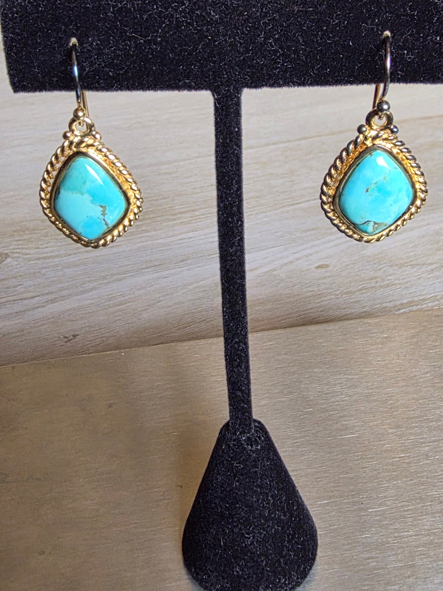 Sterling Silver Turquoise Vintage Earrings Gold Plated 925
