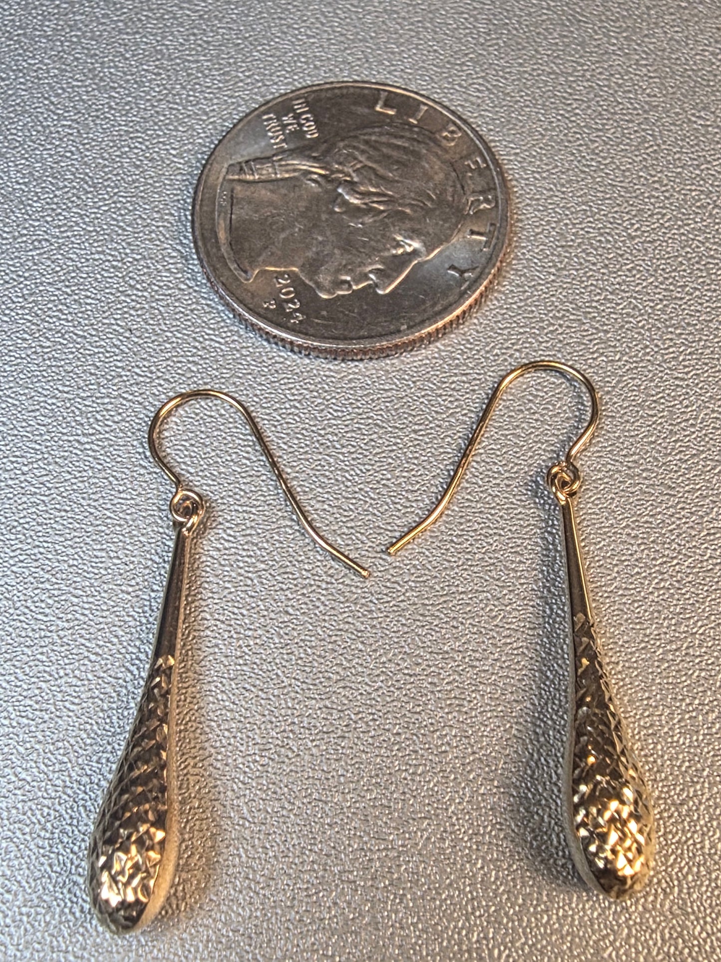 Turkish 10k yellow gold diamond cut teardrop earrings