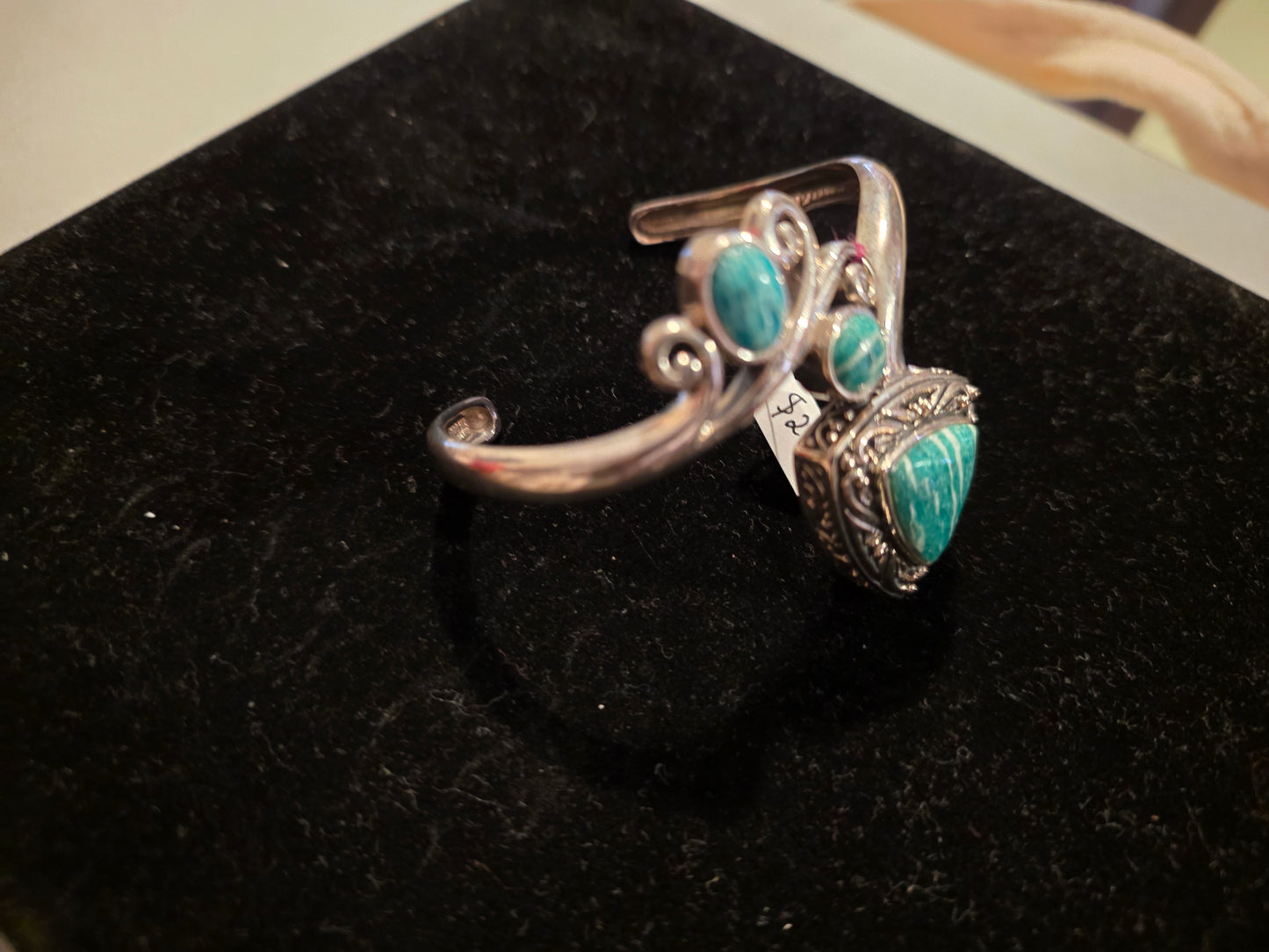 Sterling Silver Cuff Chunky Bracelet Amazonite Thailand NK 925 SHIPS FREE 6.5
