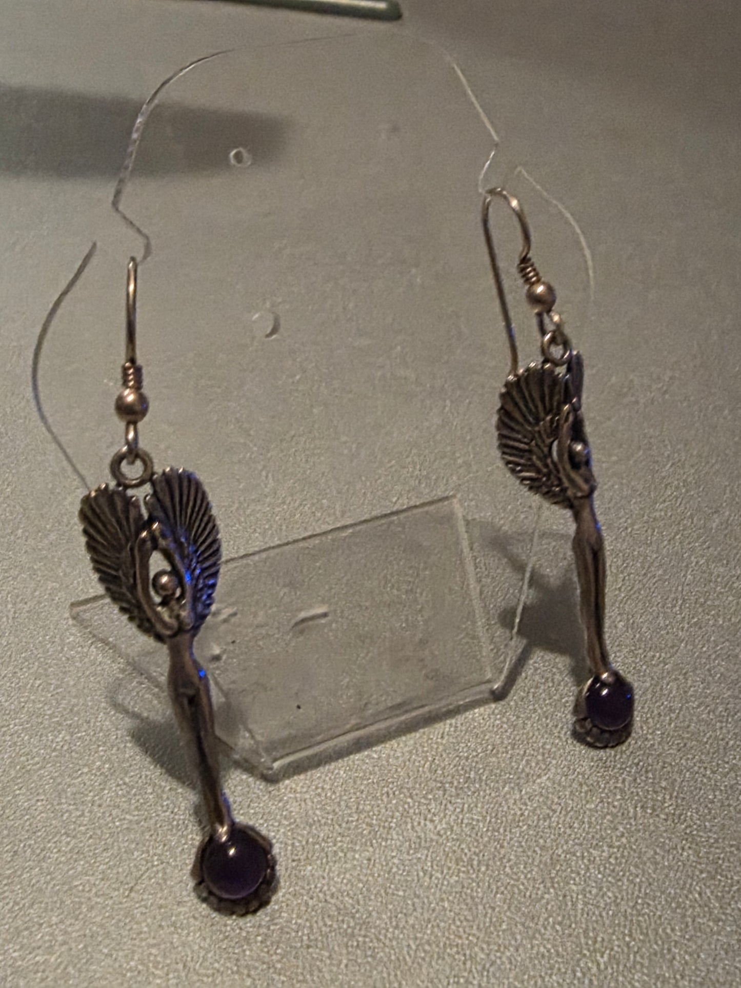 Winged Dancer Goddess Earrings in Sterling Silver