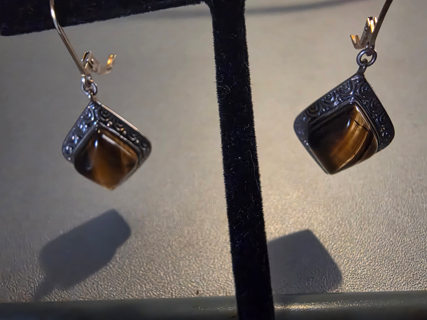 Vintage Eagle Eye 925 Silver Dangle Earrings