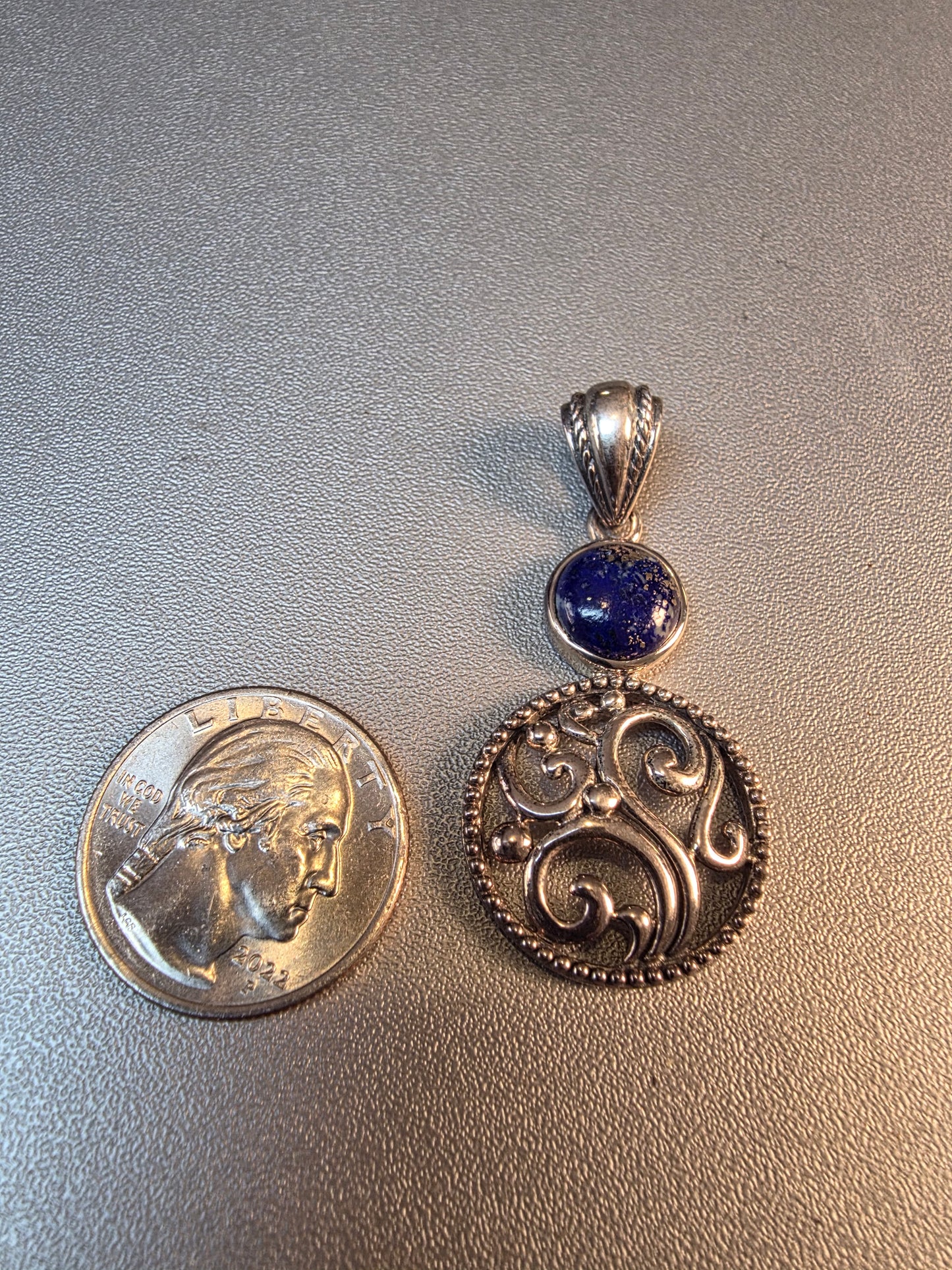 Sterling Silver Dark Blue Lapis Lazuli Pendant