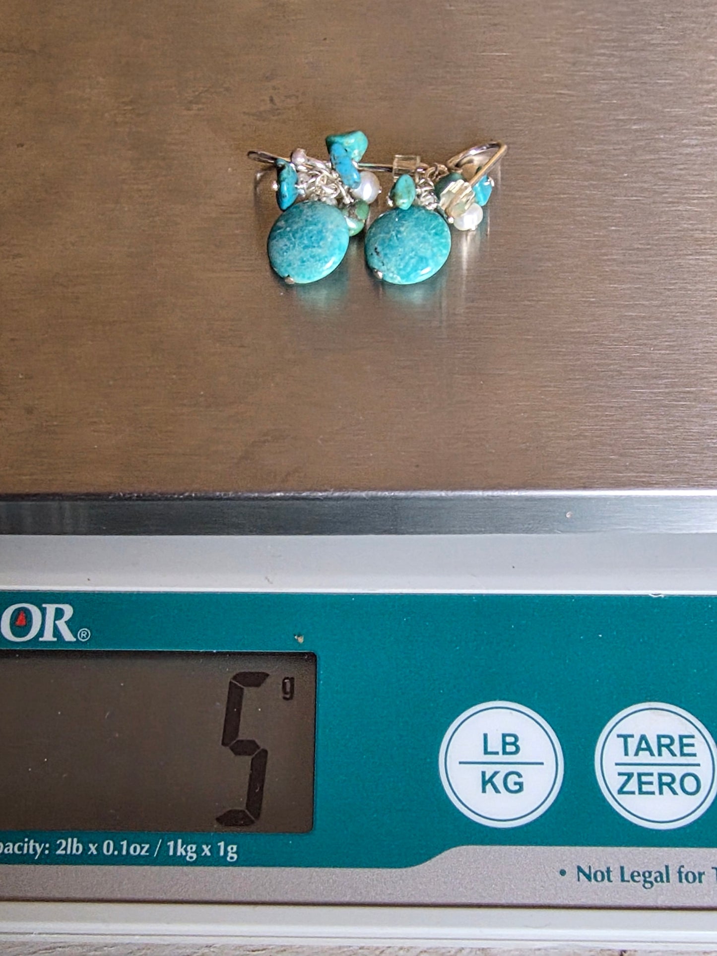 Vintage Sterling Silver Turquoise Nuggets Screwback Earrings