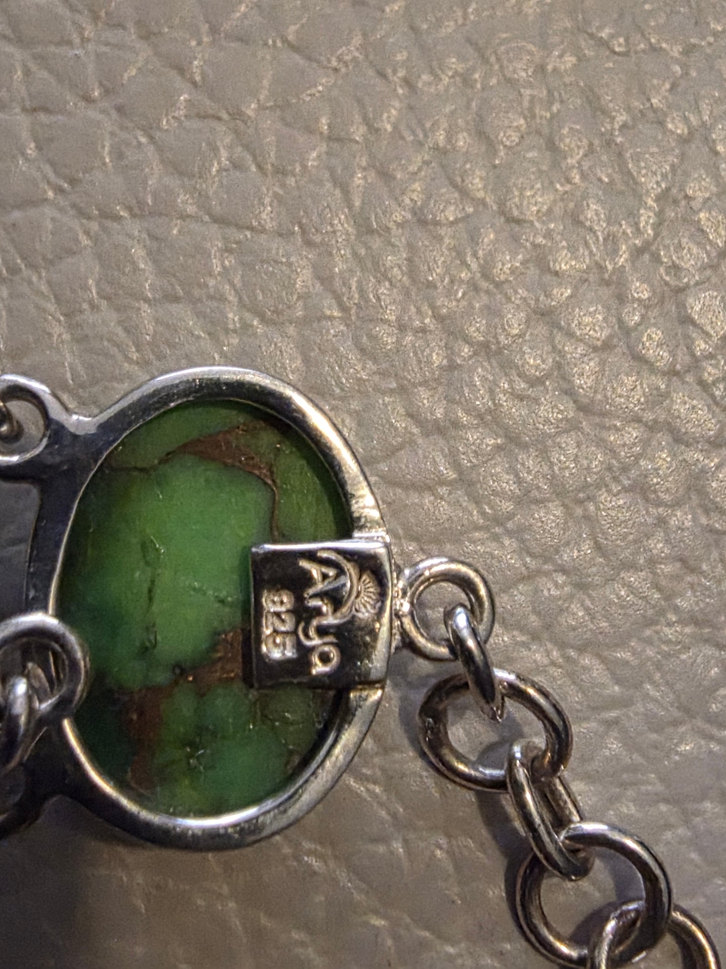 Green Copper Turquoise Sterling Silver Gemstone Bracelet