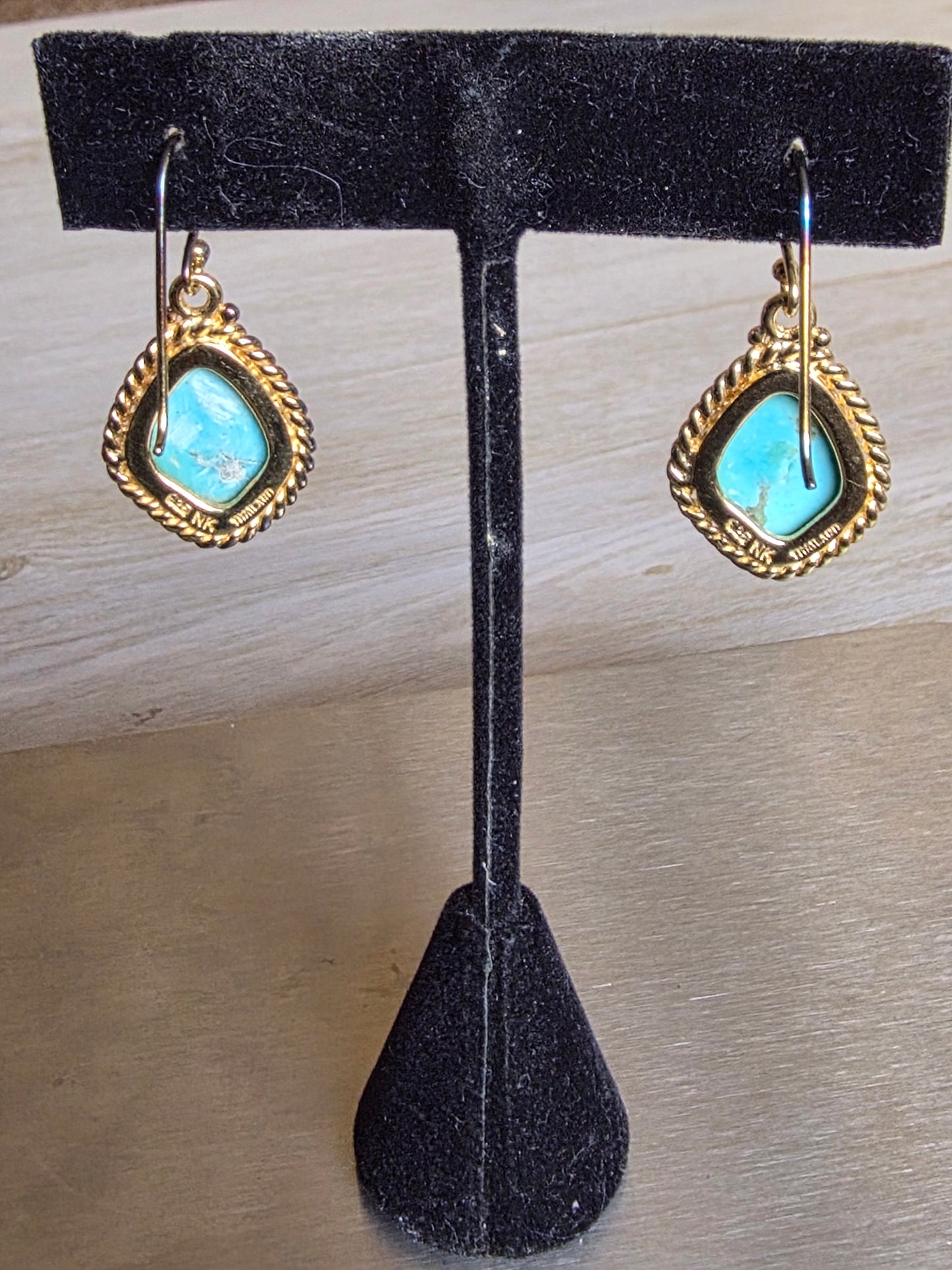 Sterling Silver Turquoise Vintage Earrings Gold Plated 925