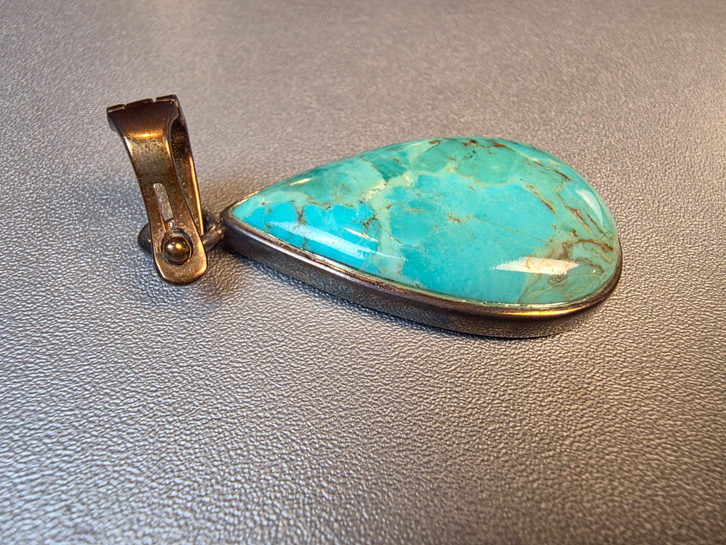 Persian Turquoise Solid 925 Sterling Silver High Quality Gemstone Pendant