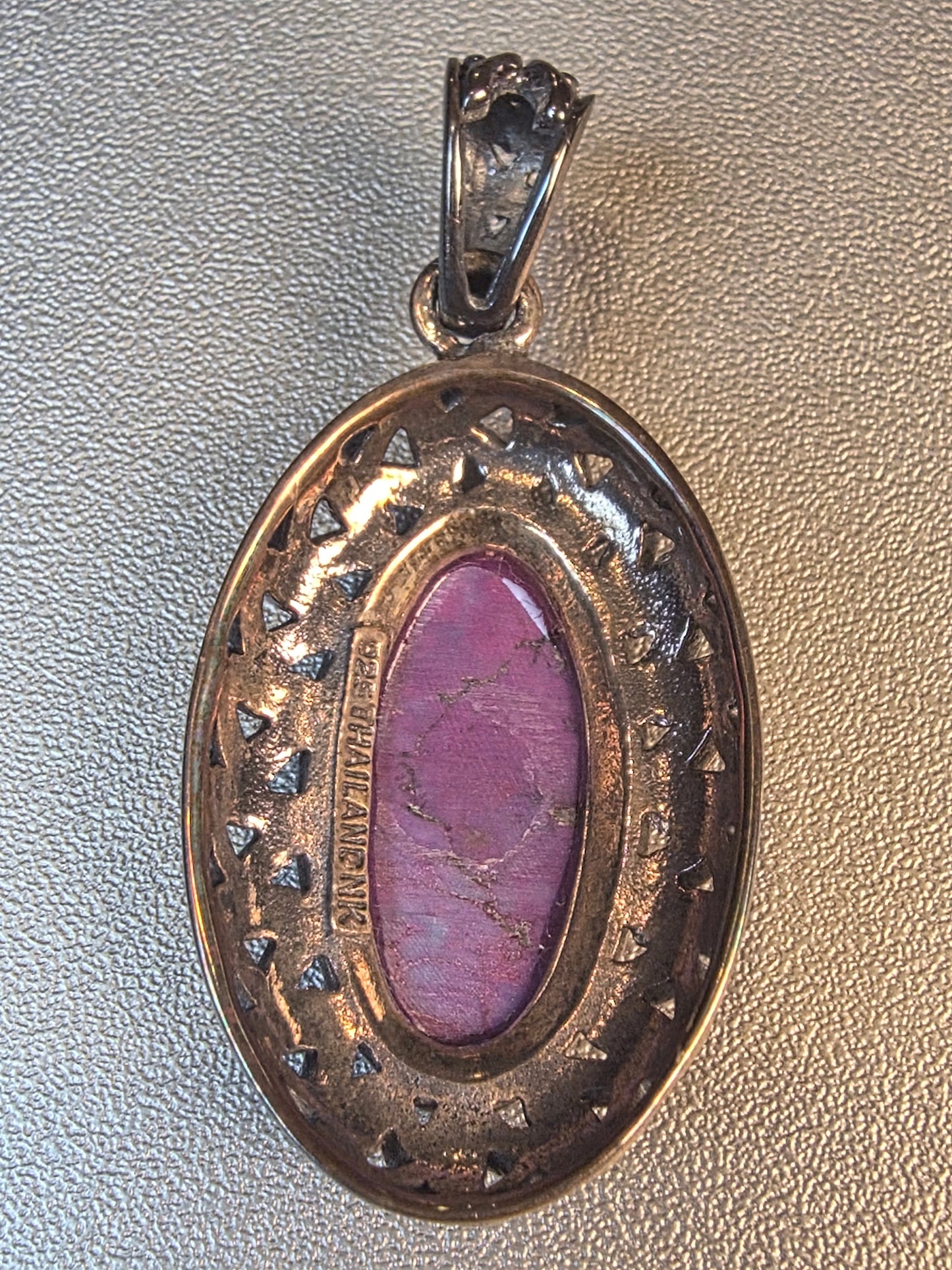 925 Sterling Silver  Vintage Purple Turquoise Chain Link Pendant