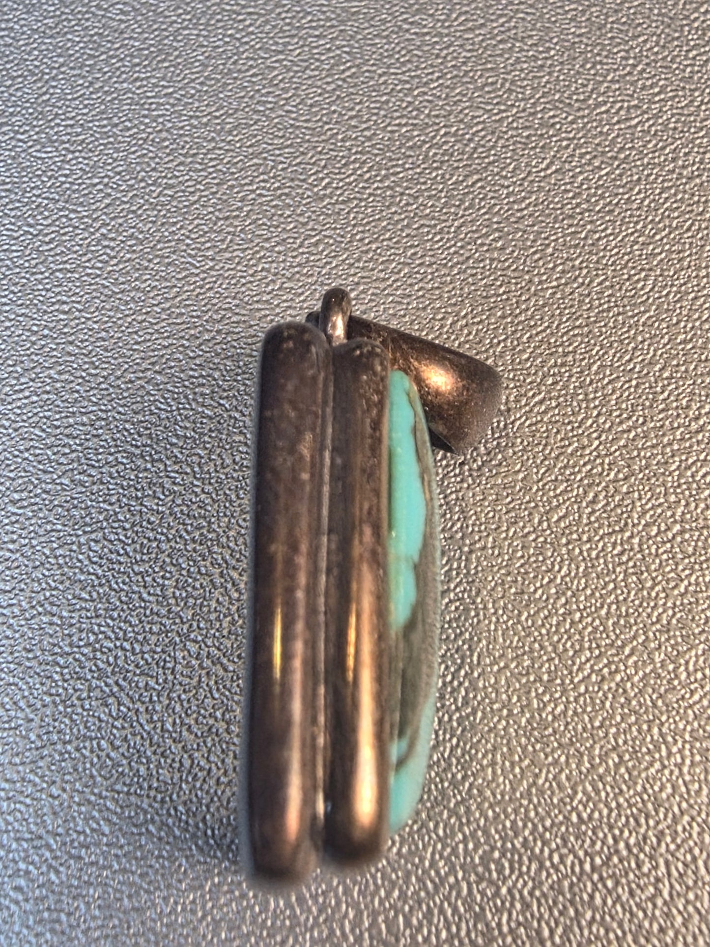 Green Copper Turquoise Pendant Necklace Sterling Silver Jewelry Rectangle Charm