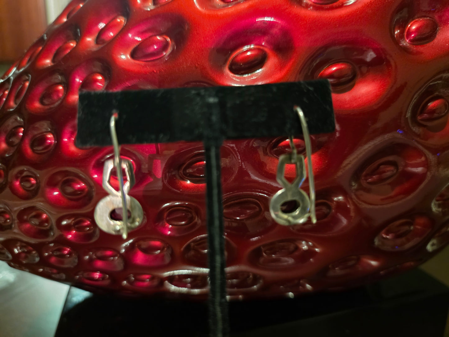 Vintage Lucas Lameth 925 LUC Sterling Silver Dangle Earrings Burgundy Stone