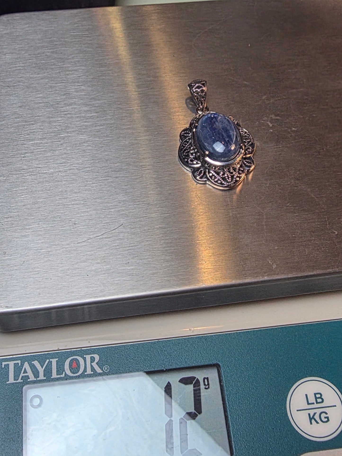 Blue Kyanite Pendant in Sterling Silver